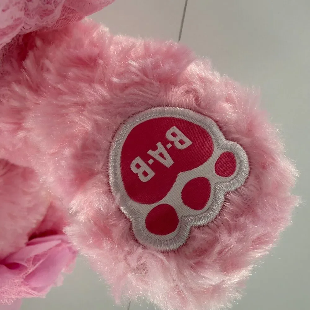 Build A Bear Pink Teddy Bear Plush Stuffed Animal BABW 16” Heart Nose Cute - Picture 7 of 14